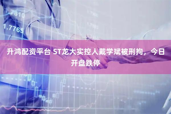升鸿配资平台 ST龙大实控人戴学斌被刑拘，今日开盘跌停